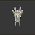 Sleek Sci Fi Spaceship Model With Twin Engines Gray White Color And Orange Lights