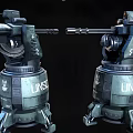 UNSC Automated Weapon Turret With Mechanical Structure Sturdy Base And Long Barrel