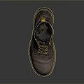 Brown Leather Work Boots With Yellow Laces And Stitched Sole Design