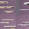 Elegant Modern Chandeliers Interior With Various Styles And Purple Background 3d model