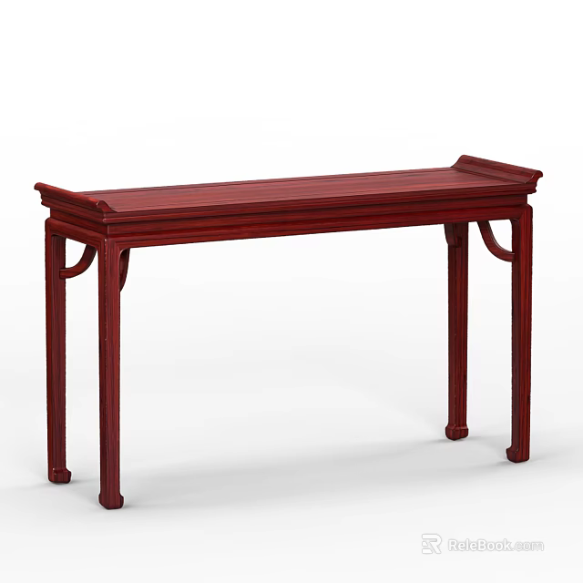 Chinese Style Dark Red Solid Wood Console Table With Traditional Simple Lines 3d model