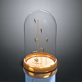 Transparent Glass Dome Display With Golden Metal Structures On Golden Base Featuring Logo Design