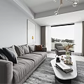 Modern Minimalist Dining Living Room Interior With Round Table Black Chairs And Circular Pendant Lights