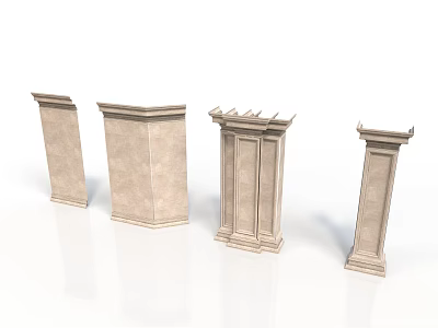 Classical Stone Columns With Various Architectural Styles And Detailed Capital Designs 3d model