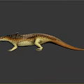 Aquatic Animal With Orange Yellow Scaly Skin And Spiked Reptilian Body 3D Rendered Model