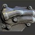 Detailed Industrial Metal Mechanical Part With Multiple Bolts And Connections