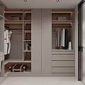 Modern Walk in Closet Interior With Clothes Storage And Lighting 3d model
