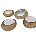 Stylish Round Wicker Leisure Chairs With White Cushions For Comfortable Seating
