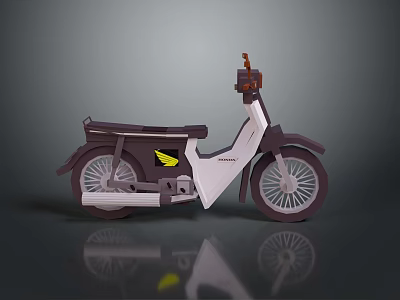 Classic White and Dark Brown Scooter with Yellow Wing Logo and Retro Design 3d model