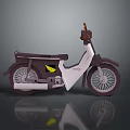 Classic White and Dark Brown Scooter with Yellow Wing Logo and Retro Design