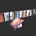 Decorative Ornament Set With Open CD Cases Showcasing Female Images And Discs