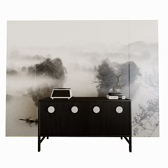 New Chinese-style Side Cabinet Decorative Cabinet 3d model