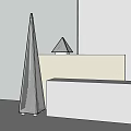 Modern Conical Floor Lamp With Metal Frame Transparent Panels Matching Small Lamp In Minimalist Interior