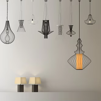 New Chinese Lamps Combination Simple Chandelier Table Lamp 3d model