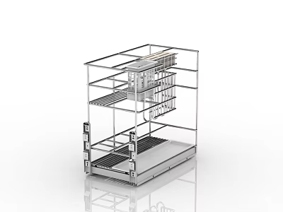 Stainless Steel Multi Layer Kitchen Organizer for Cookware and Utensils Storage 3d model