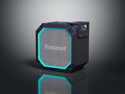 TROPSBAY Black Speaker With Mesh Front Blue Light And Sturdy Design 3d model