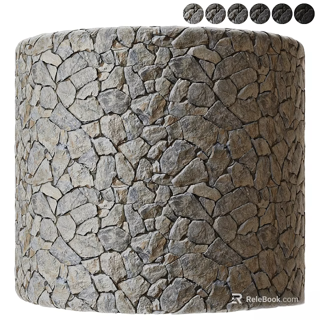Rough Textured Natural Stone Cylindrical Column with Irregular Stone Pattern Design 3d model 