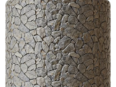 Rough Textured Natural Stone Cylindrical Column with Irregular Stone Pattern Design 3d model