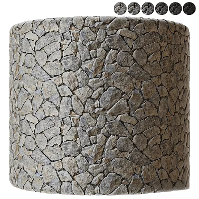 Rough Textured Natural Stone Cylindrical Column with Irregular Stone Pattern Design 3d model