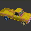 Yellow Vintage Single Cab Pickup Truck With Open Truck Bed And Shiny Exterior