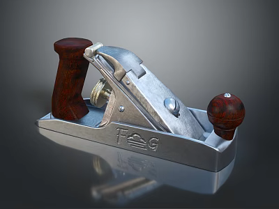 Vintage Carpentry Plane With Metal Body And Wooden Handles For Woodworking 3d model