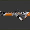 Futuristic Orange And Gray Weapon With Multiple Barrels And Scope Attachment 3d model