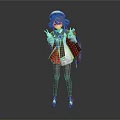 Anime Game Movie Character With Pink Hair White Hat Red And White Outfit Red Backpack