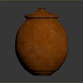 Rustic Orange Clay Jar With Lid And Rough Textured Surface 3d model