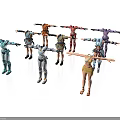 Colorful Action Figures Standing with Extended Arms in Various Designs