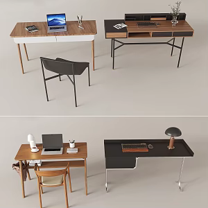 Desk Writing Desk Laptop Book Combination 3d model