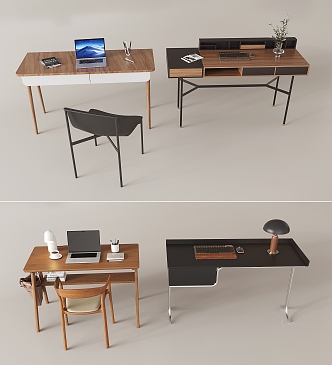 Desk Writing Desk Laptop Book Combination 3d model