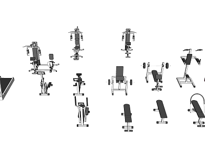 Different Types of Sports Equipment for Gym Workout and Fitness Training 3d model