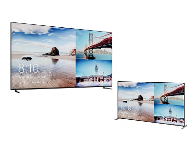 Smart 4K Ultra HD TV with Dual Size Screens High Resolution Scenery and Time 3d model