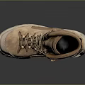 Tan High Top Hiking Boots With Lace Up Design And Durable Rubber Sole