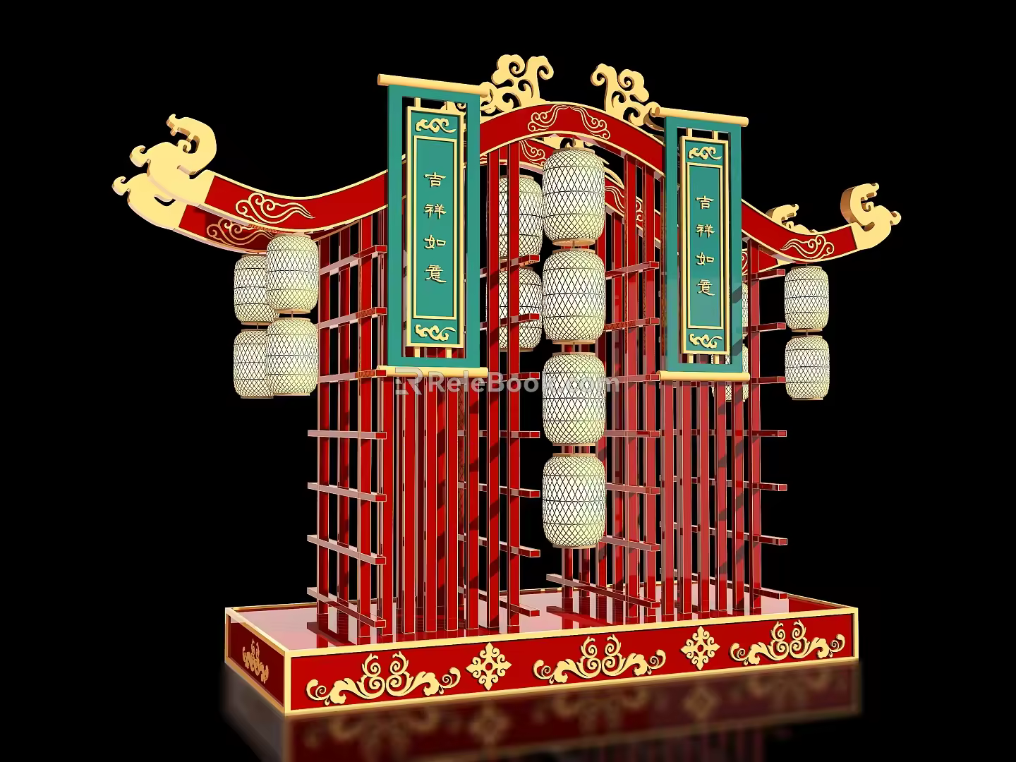 Internet red lantern clock-in meichen outdoor lantern device clock-in scenic spot meichen device clock-in national wind lantern national tide lantern photo clock-in meichen shopping mall device 3d model