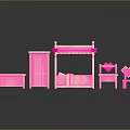 Cute Pink Bedroom Furniture Set With Bed Wardrobe Bench Dresser And Clothes Rack