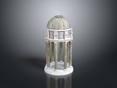 Classical Architectural Pavilion With Dome Roof Stone Columns And White Base Design 3d model