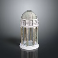 Classical Architectural Pavilion With Dome Roof Stone Columns And White Base Design