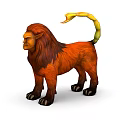 Fantasy Beast Character With Red Fur Yellow Tipped Tail And Lion Like Appearance