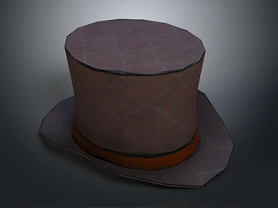 Stylish Brown Top Hat Featuring Diamond Pattern And Orange Band For Daily Use 3d model