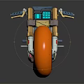 Gray Metallic Motorcycle With Orange Wheels Black Seat And Mechanical Details