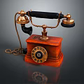 Vintage Telephone With Wooden Body Rotary Dial And Brass Components