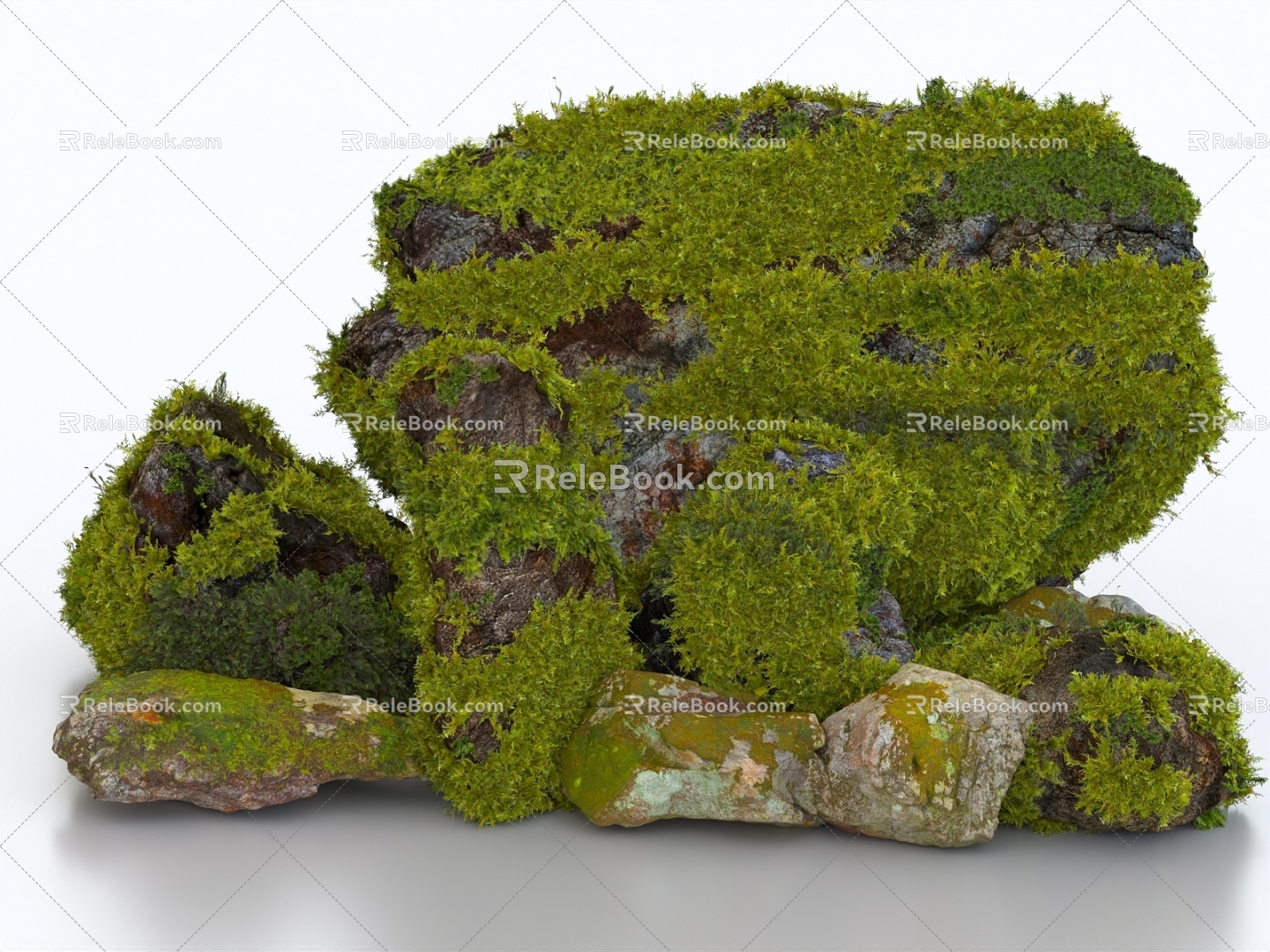 Stone boulder moss stone moss moss rock terrain rockery landscape stone 3d model