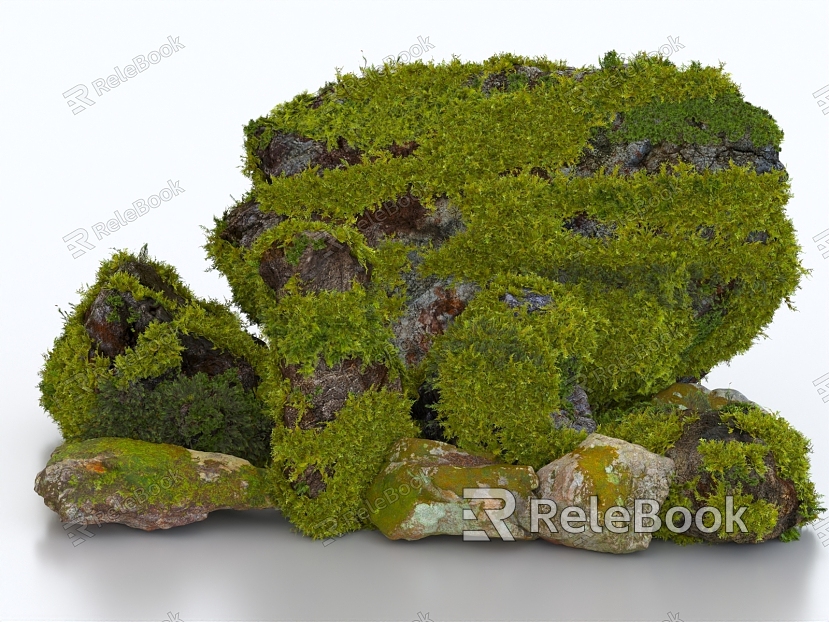 Stone boulder moss stone moss moss rock terrain rockery landscape stone model