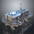Industrial Metal Machinery With Dome Top Platform Railing Antenna And Pipes