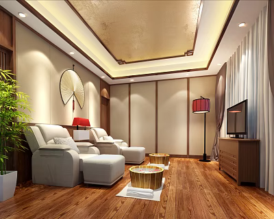 New Chinese Foot Bath Room Box Foot Bath Shop Double Room 3d model