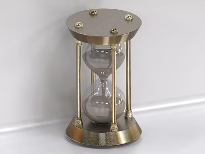Decorative Ornament Set With Brass Frame Glass Hourglass For Elegant Home Tabletop Decor 3d model
