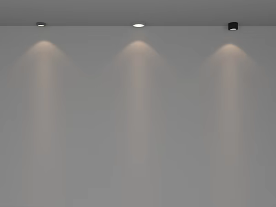 Downlights and Spotlights Installed on Ceiling Illuminating White Walls with Bright Light Beams 3d model