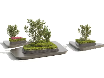 Urban Roadside Facilities With Green Shrubs And Decorative Vegetation Design 3d model