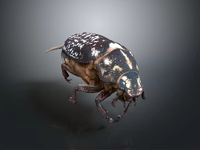 Detailed Close Up View Of Black And White Patterned Beetle With Intricate Exoskeleton Structure 3d model